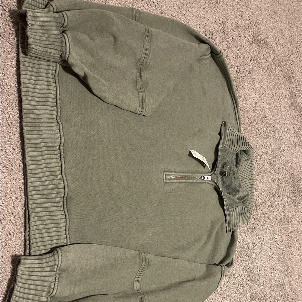 Aerie women’s Sage Green Zip-Up Sweater